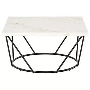 Marble Cocktail Table with Black Base - HER Home Design Boutique